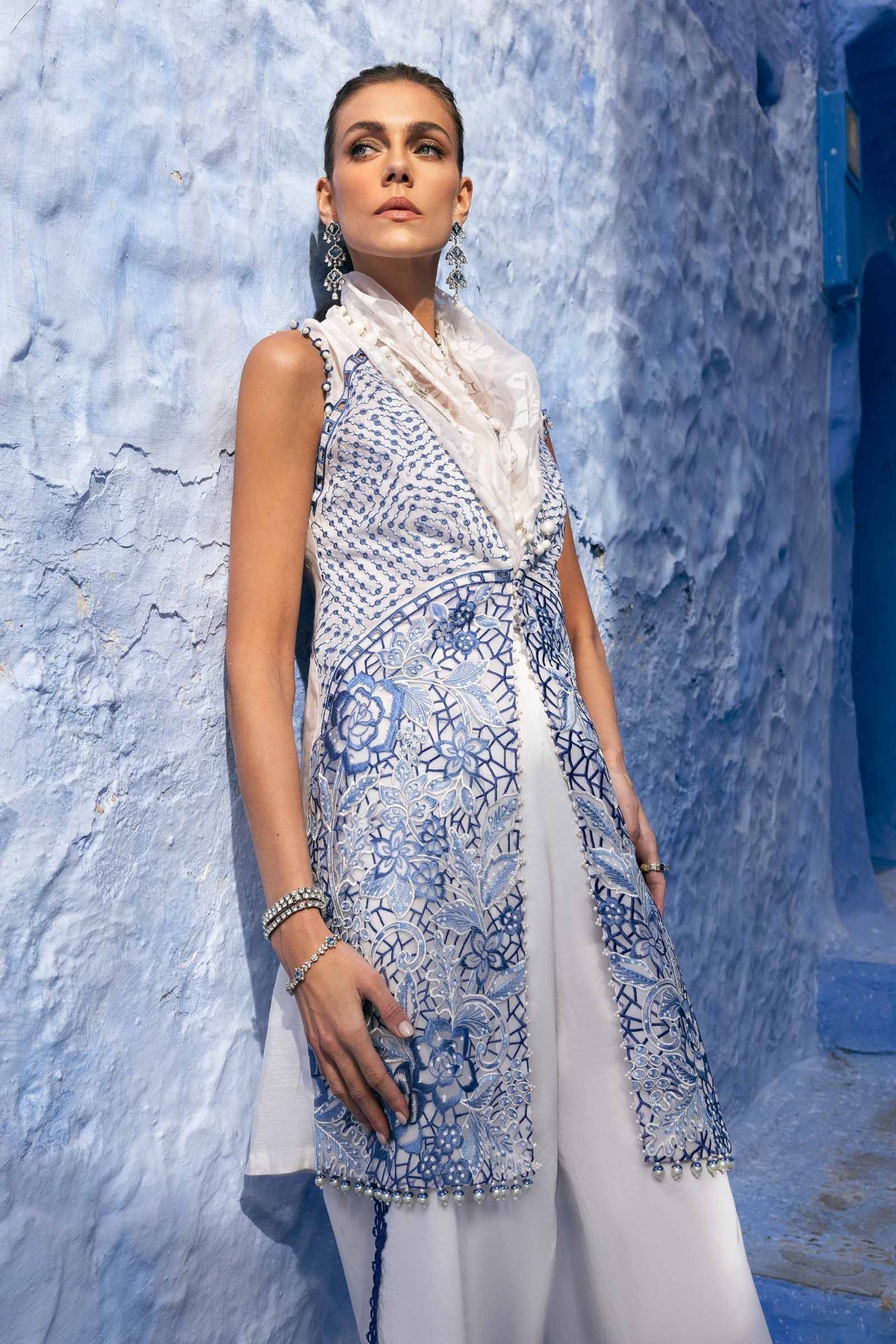3 Piece Unstitched Embroidered Paper Cotton Suit - D-2510-A
