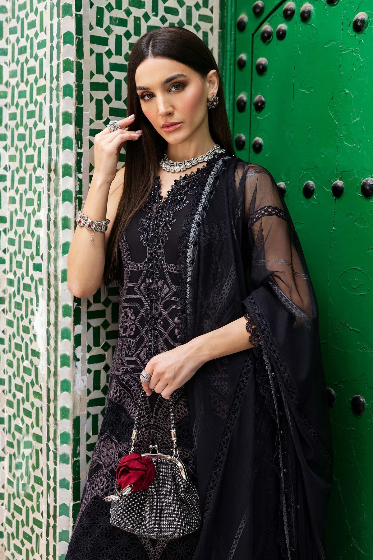 3 Piece Unstitched Embroidered Lawn Suit - D-2512-B
