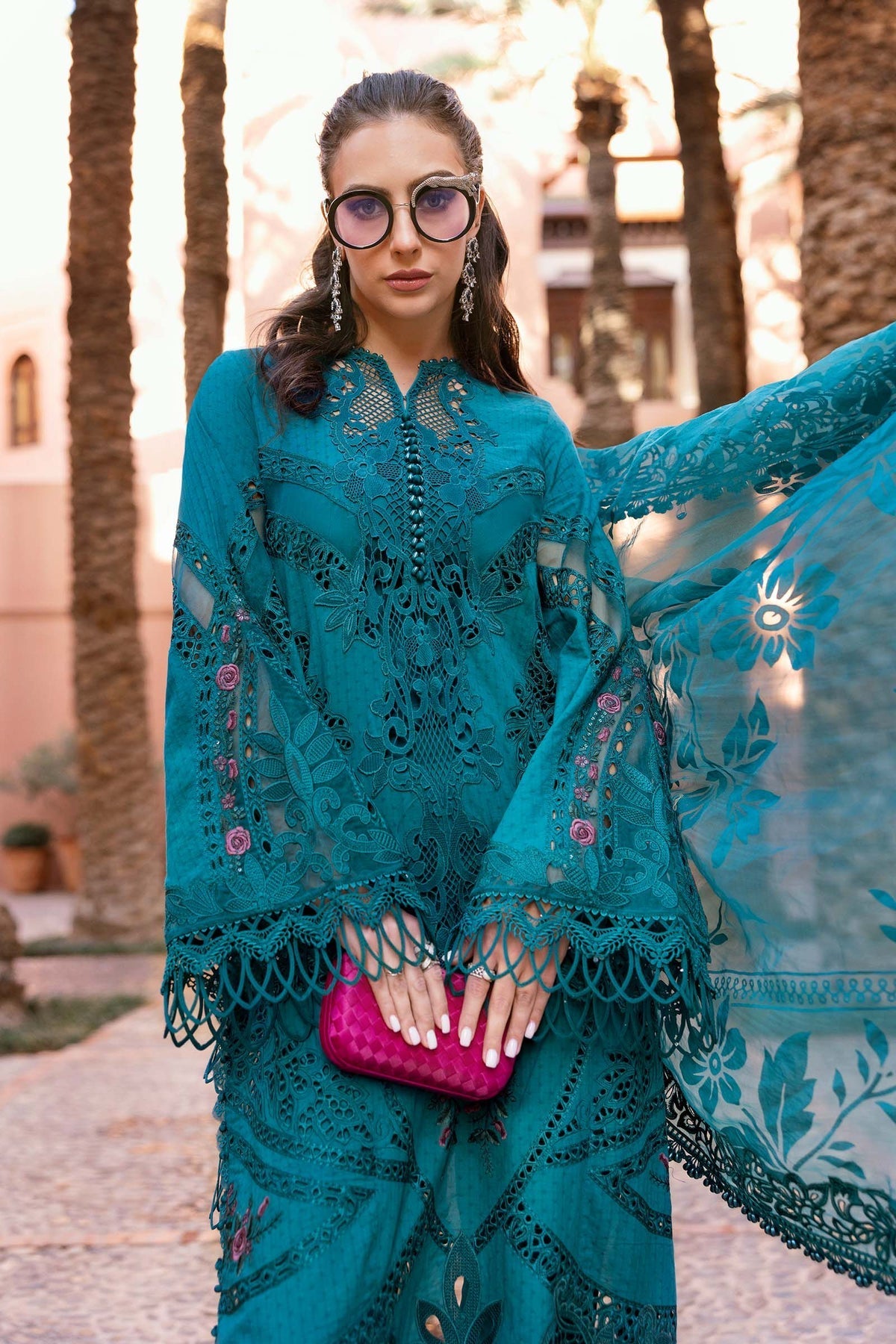 3 Piece Unstitched Embroidered Dobby Lawn Suit - D-2513-B