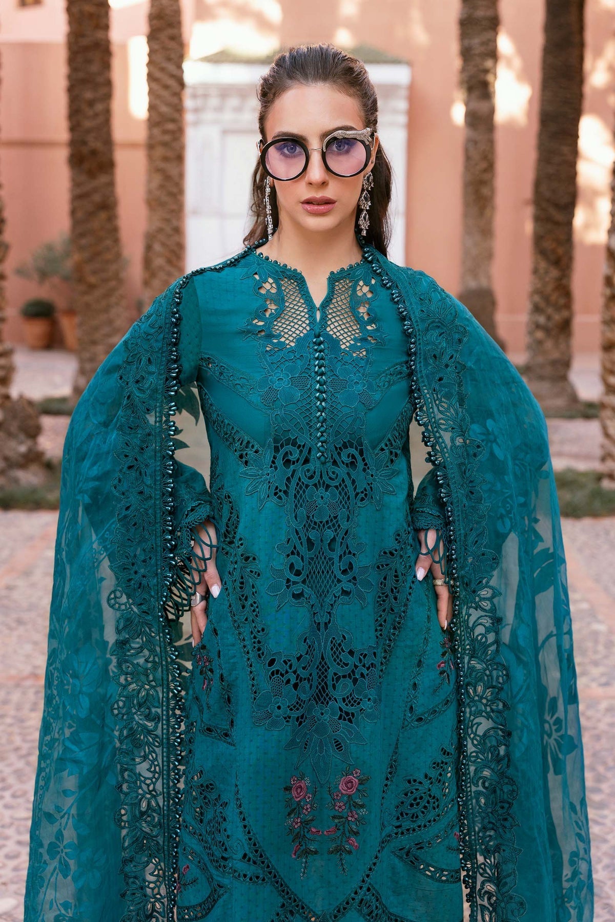 3 Piece Unstitched Embroidered Dobby Lawn Suit - D-2513-B