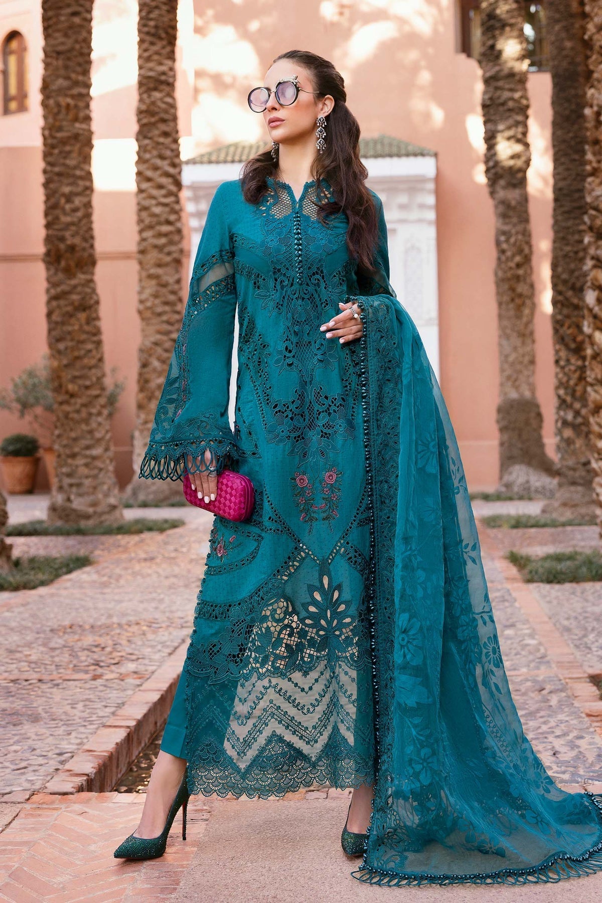 3 Piece Unstitched Embroidered Dobby Lawn Suit - D-2513-B
