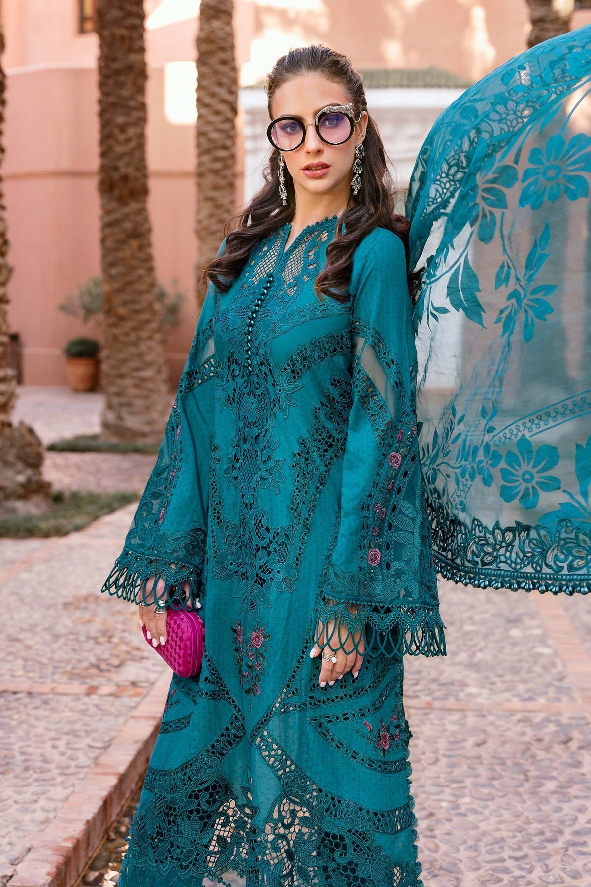 3 Piece Unstitched Embroidered Dobby Lawn Suit - D-2513-B