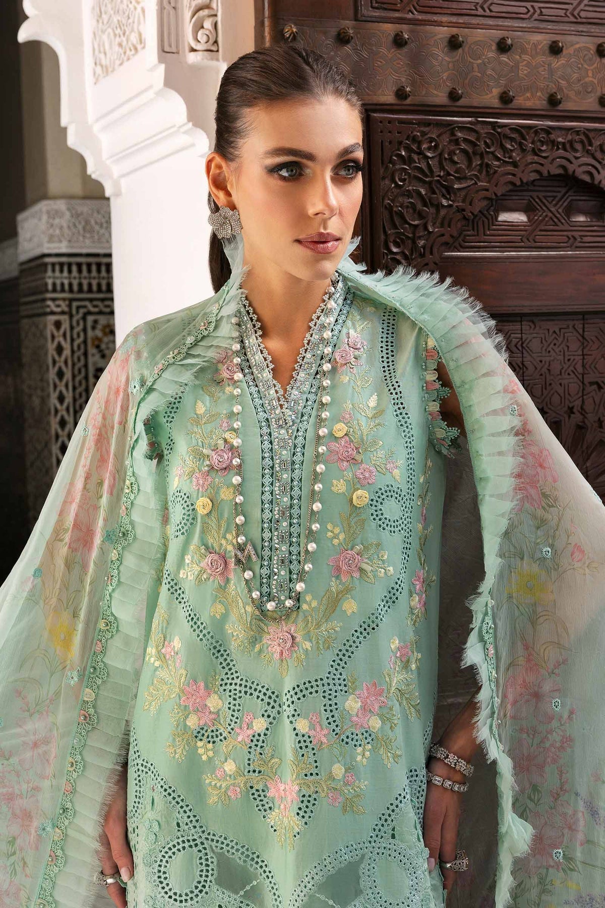 3 Piece Unstitched Embroidered Lawn Suit - D-2514-A