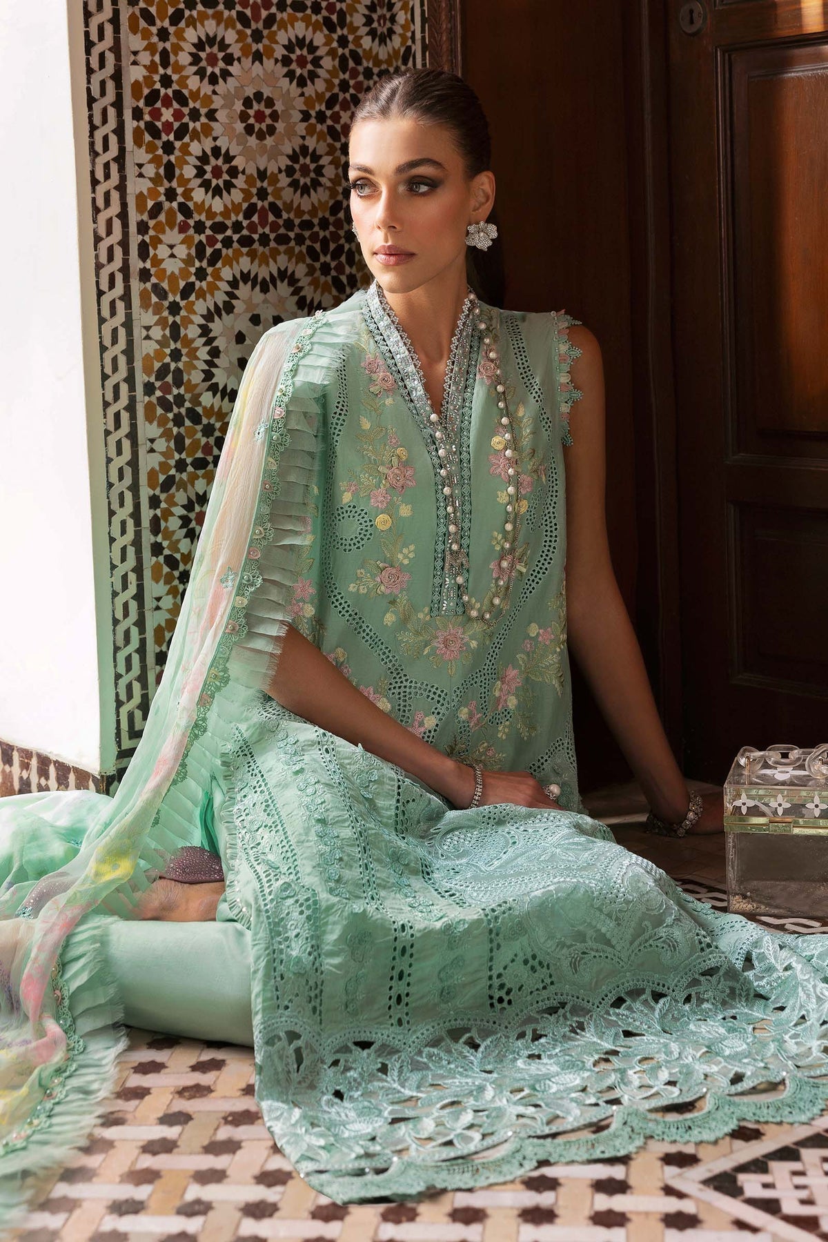 3 Piece Unstitched Embroidered Lawn Suit - D-2514-A