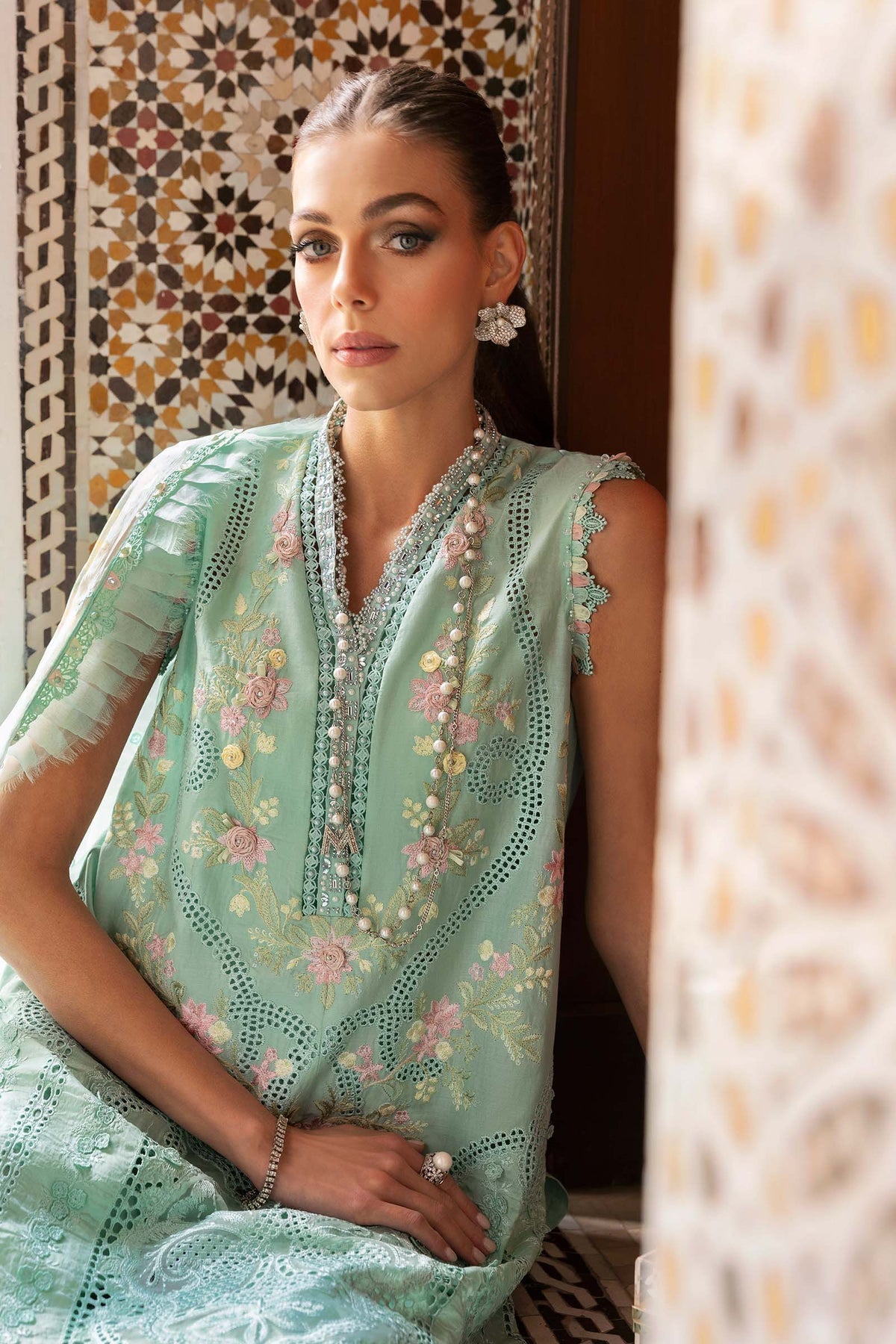 3 Piece Unstitched Embroidered Lawn Suit - D-2514-A
