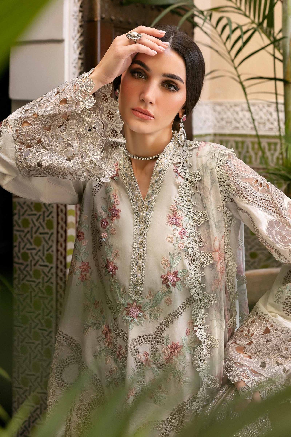 3 Piece Unstitched Embroidered Lawn Suit - D-2514-B