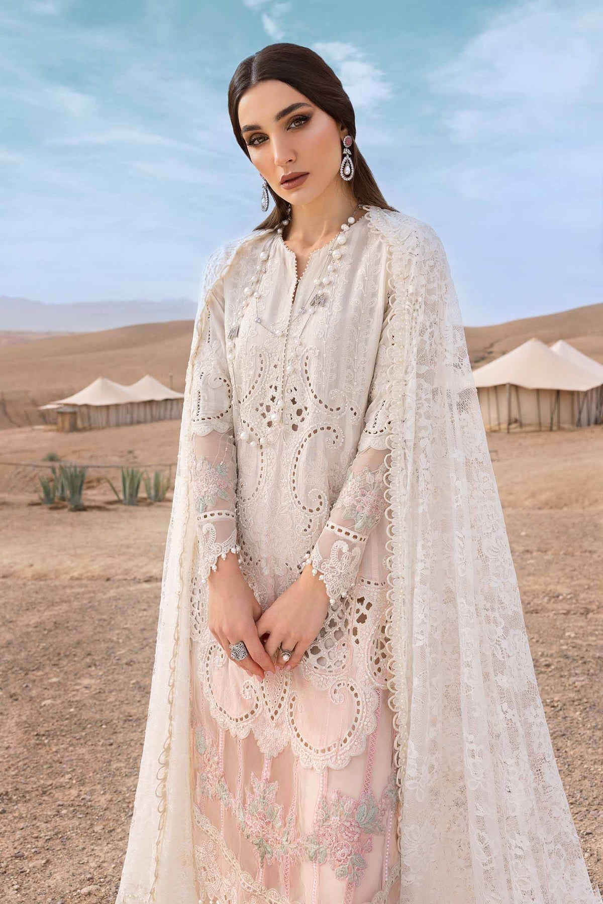 3 Piece Unstitched Embroidered Dobby Lawn Suit - D-2515-A