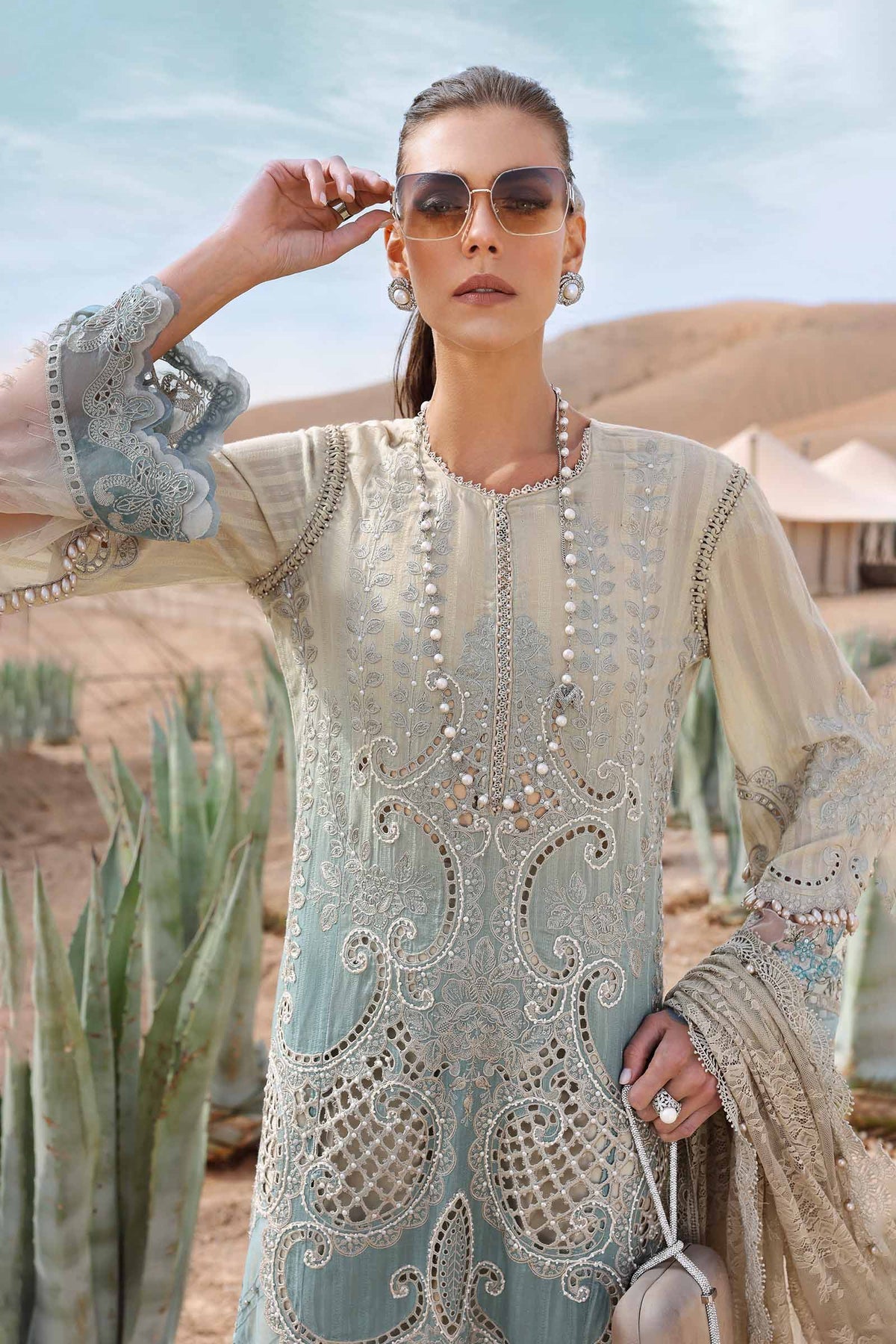3 Piece Unstitched Embroidered Dobby Lawn Suit - D-2515-B