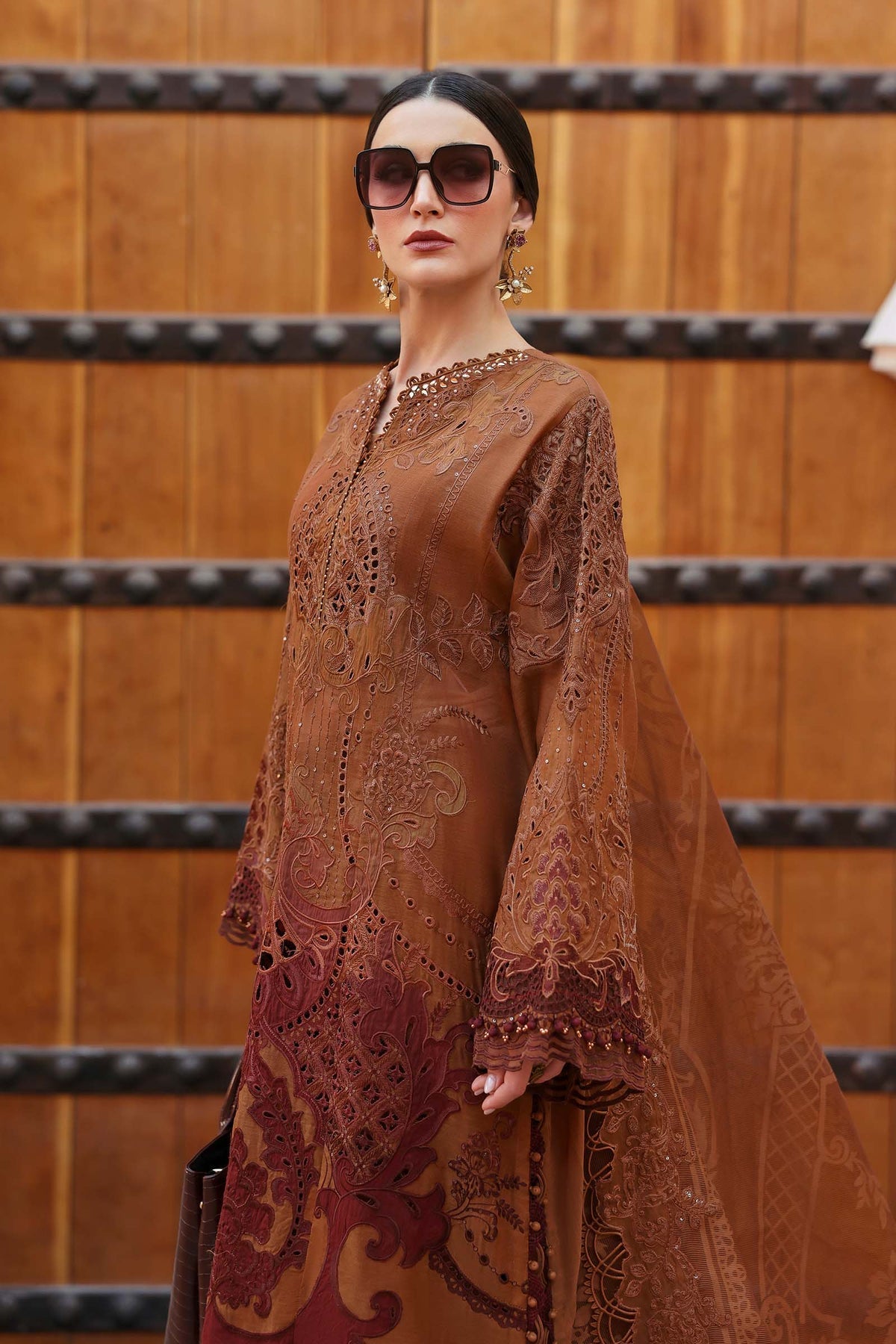 3 Piece Unstitched Embroidered Paper Cotton Suit - D-2501-B