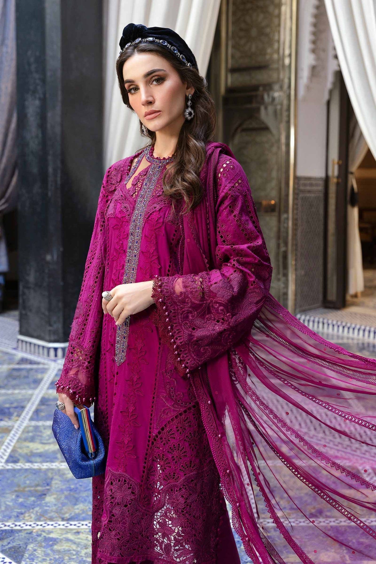 3 Piece Unstitched Embroidered Lawn Suit - D-2502-B