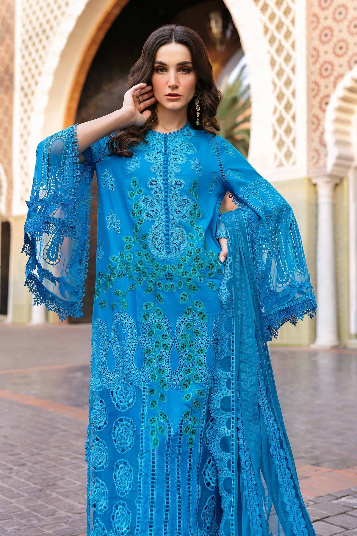3 Piece Unstitched Embroidered Lawn Suit - D-2503-B
