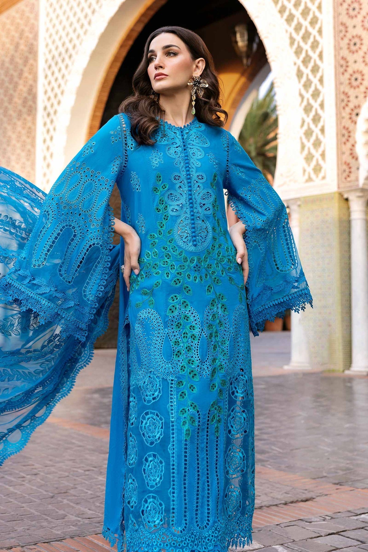 3 Piece Unstitched Embroidered Lawn Suit - D-2503-B