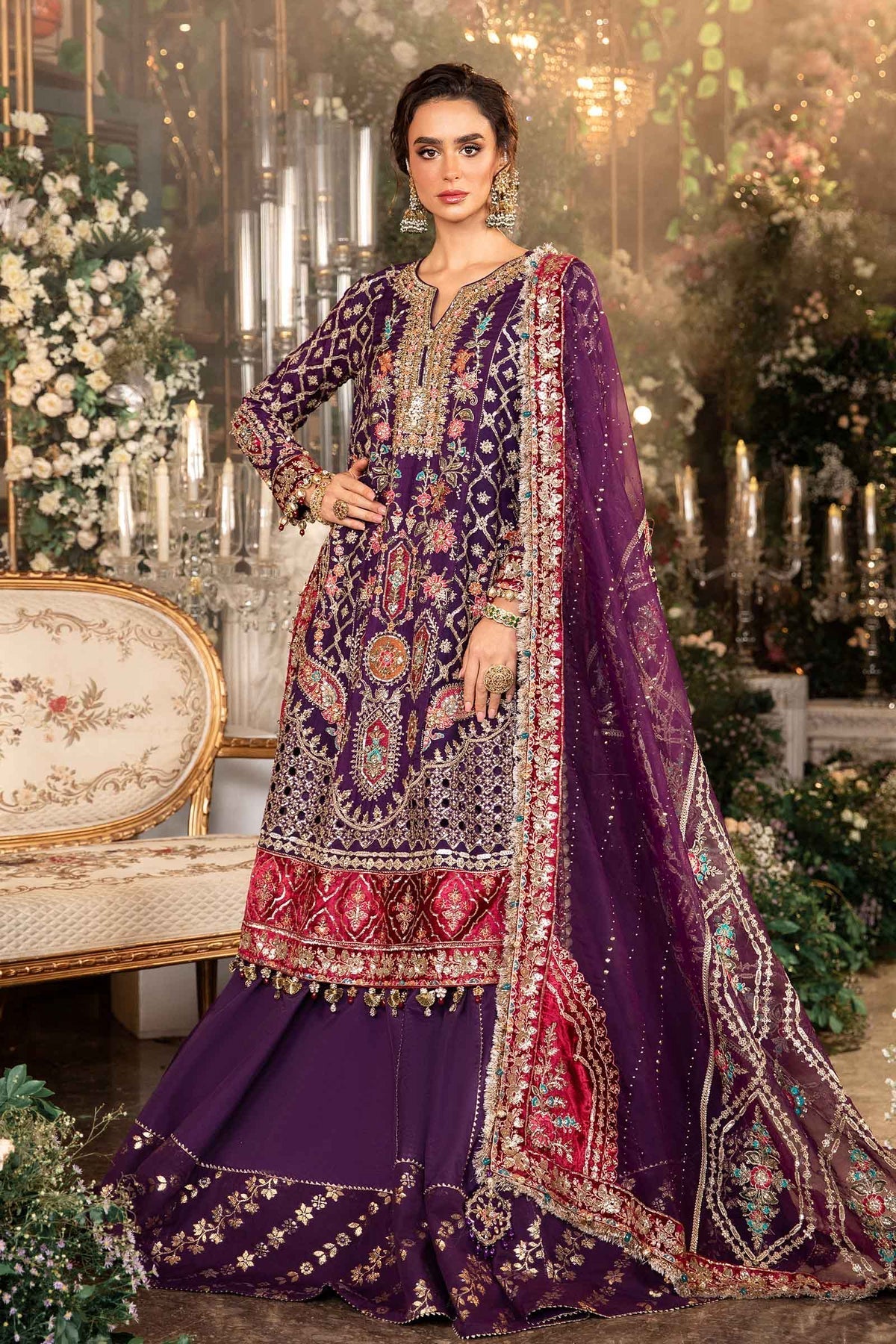 3 Piece Unstitched Embroidered Raw Silk Suit | BD-29