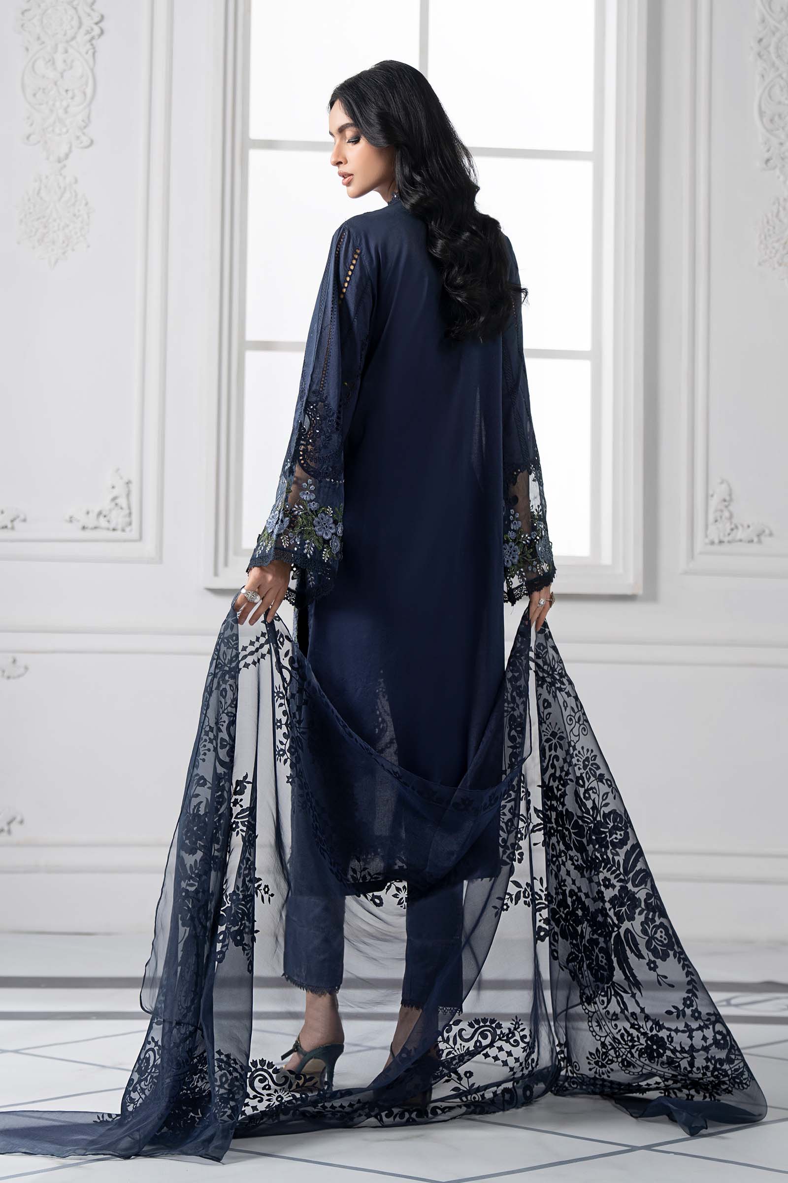 3 Piece Unstitched Embroidered Lawn Suit - D-2504-B