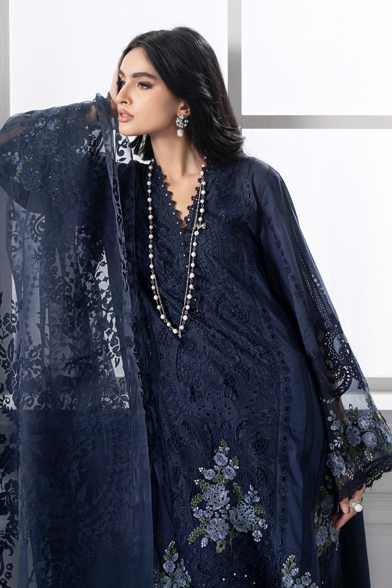 3 Piece Unstitched Embroidered Lawn Suit - D-2504-B