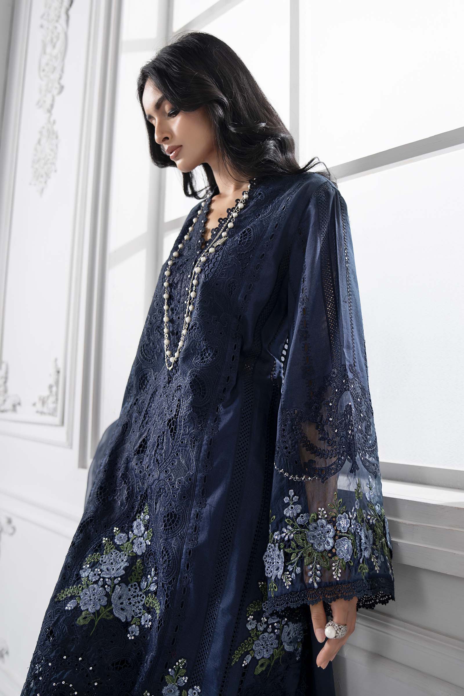 3 Piece Unstitched Embroidered Lawn Suit - D-2504-B