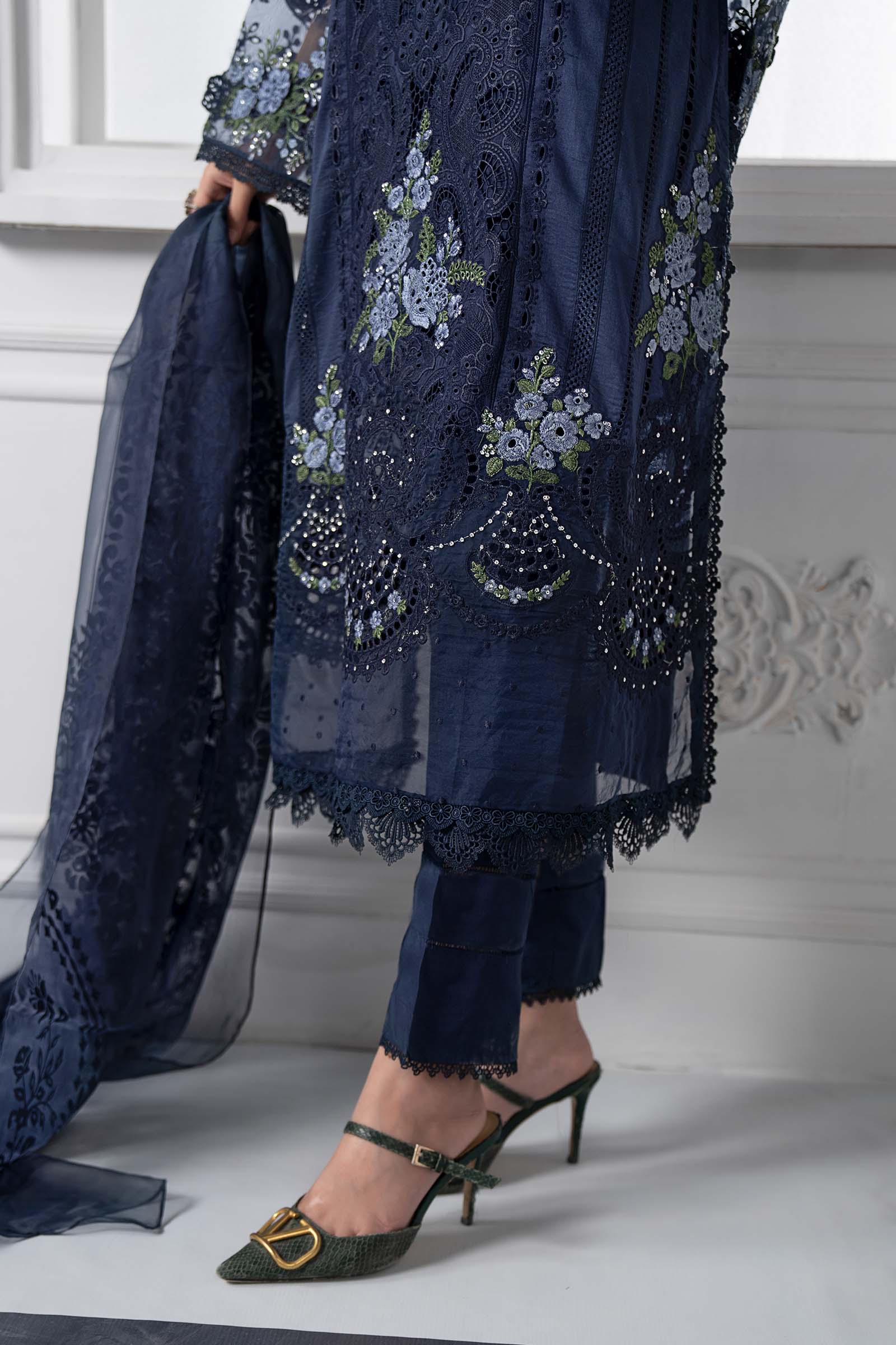 3 Piece Unstitched Embroidered Lawn Suit - D-2504-B