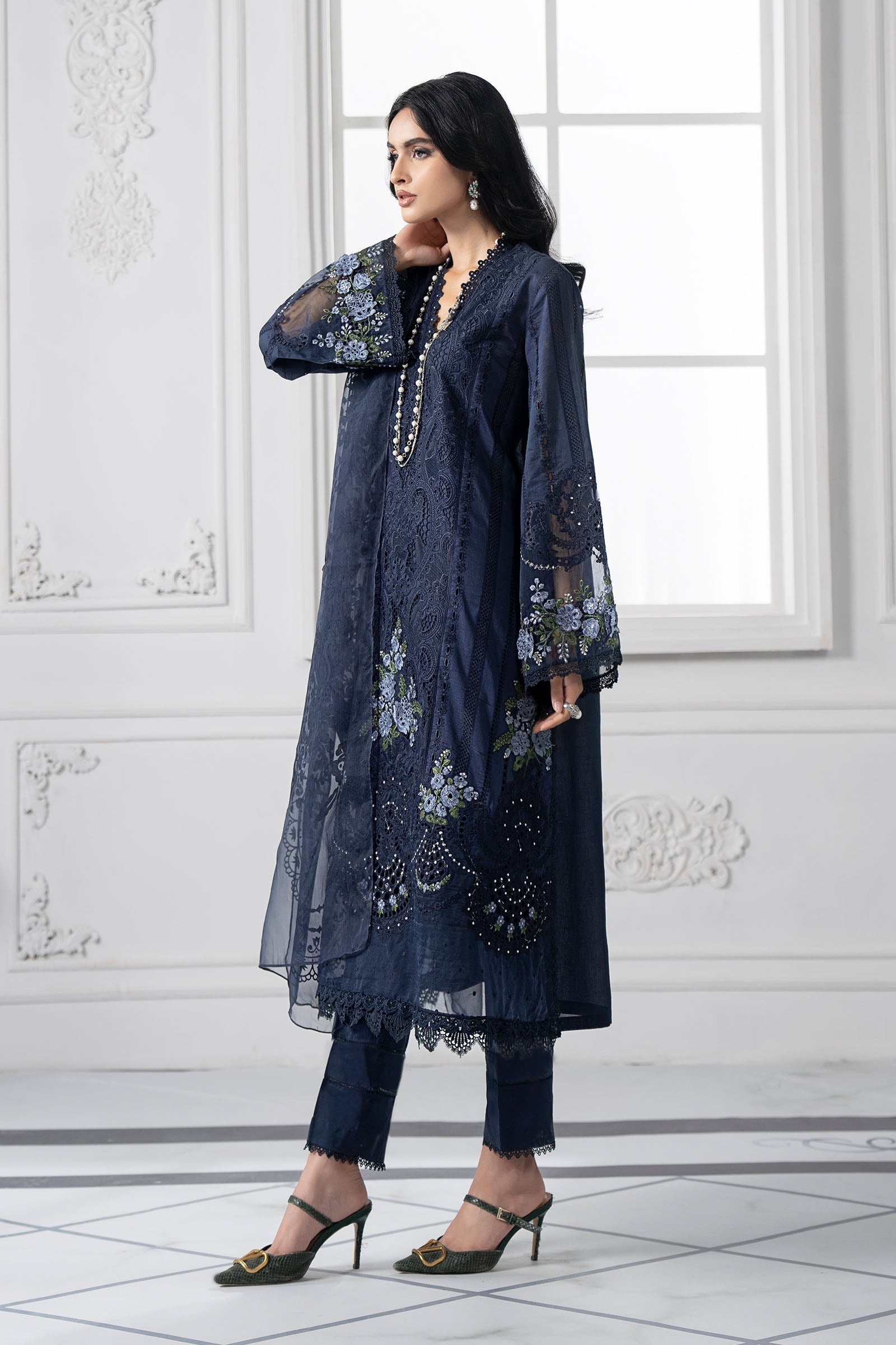 3 Piece Unstitched Embroidered Lawn Suit - D-2504-B