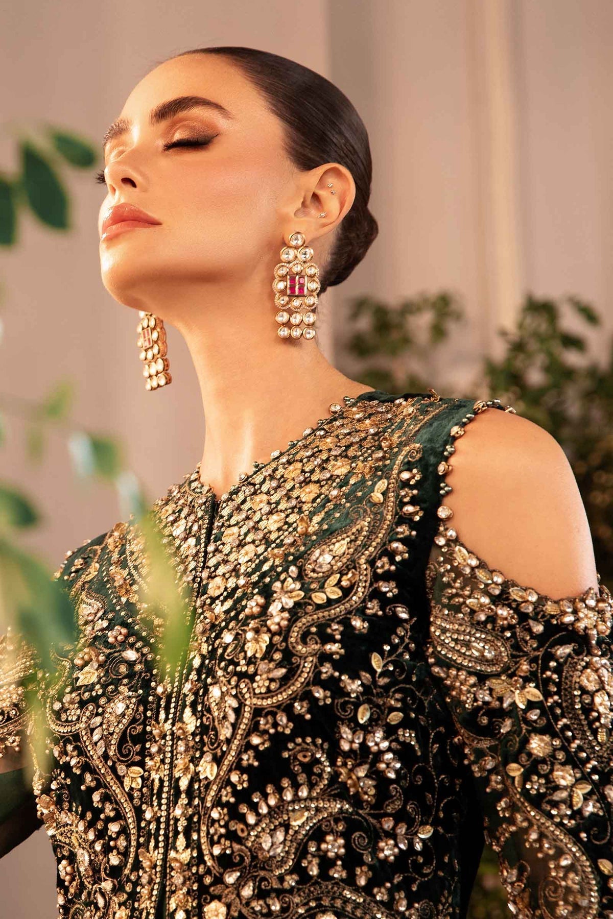 3 Piece Unstitched Embroidered Organza Suit - BD-2904 - Emerald Green