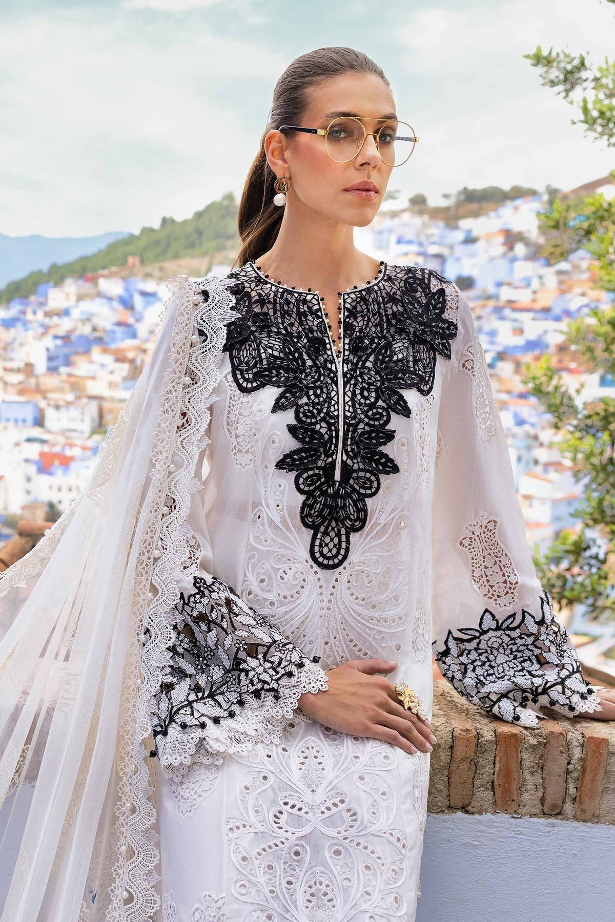 3 Piece Unstitched Embroidered Paper Cotton Suit - D-2505-A