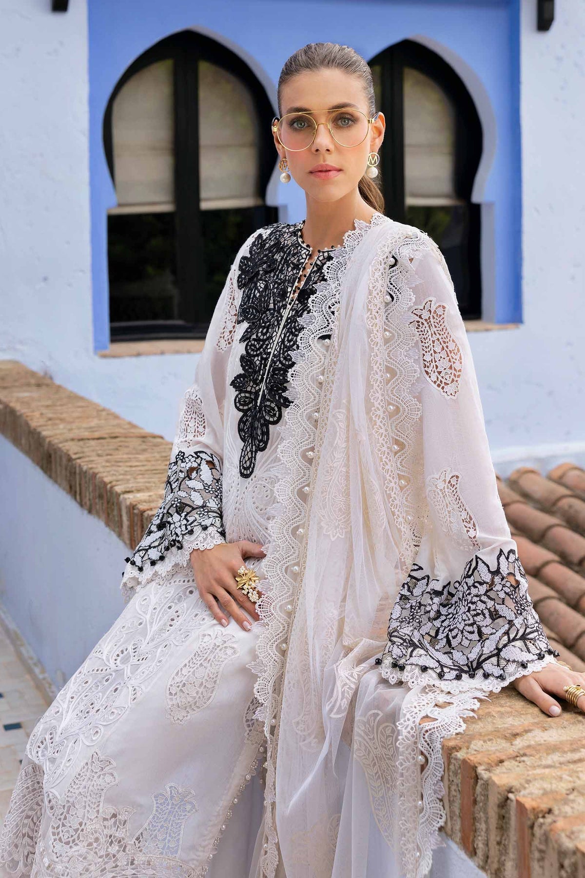 3 Piece Unstitched Embroidered Paper Cotton Suit - D-2505-A
