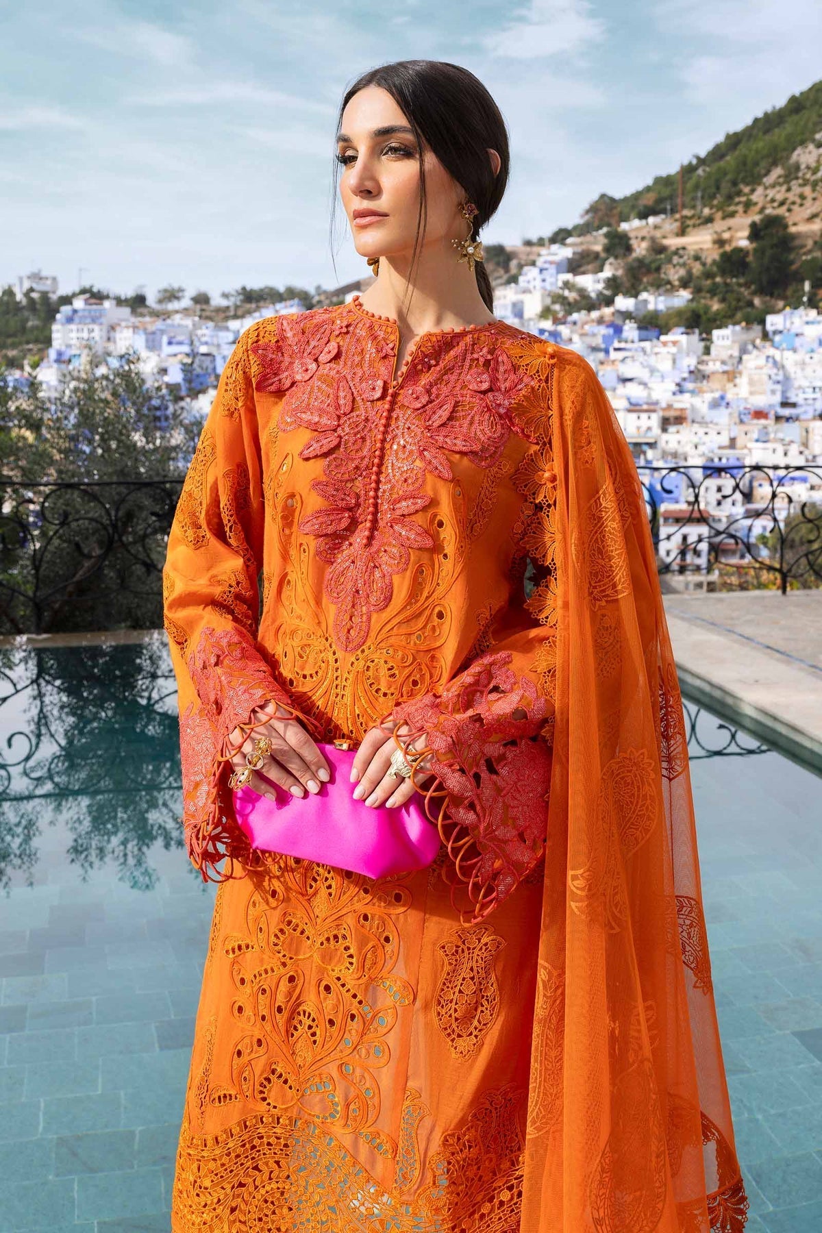 3 Piece Unstitched Embroidered Paper Cotton Suit - D-2505-B