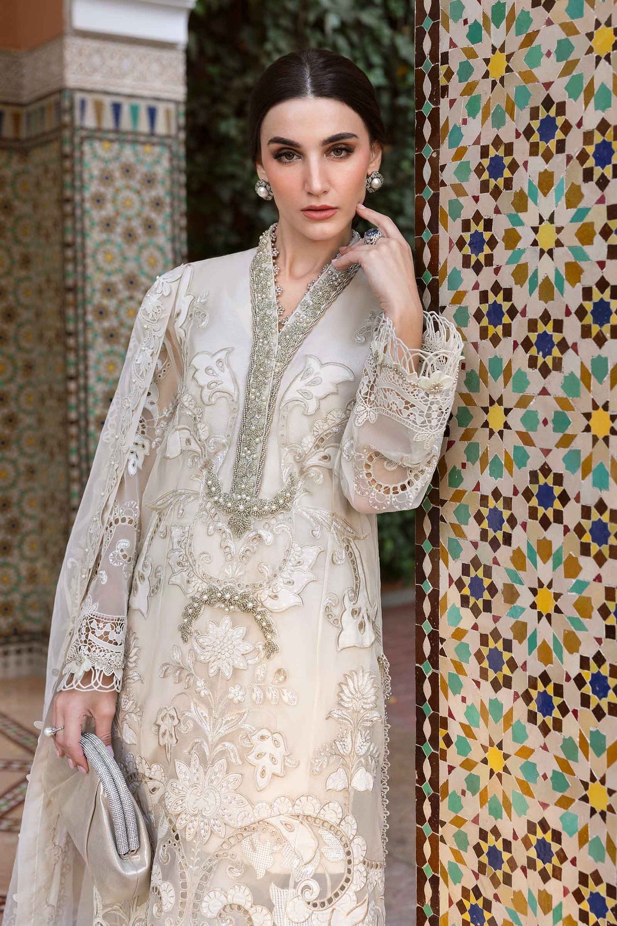 3 Piece Unstitched Embroidered Organza Suit - D-2506-A - Maria B