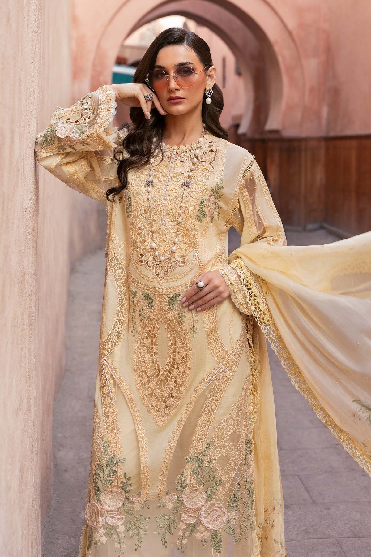 3 Piece Unstitched Embroidered Organza Suit - D-2509-A