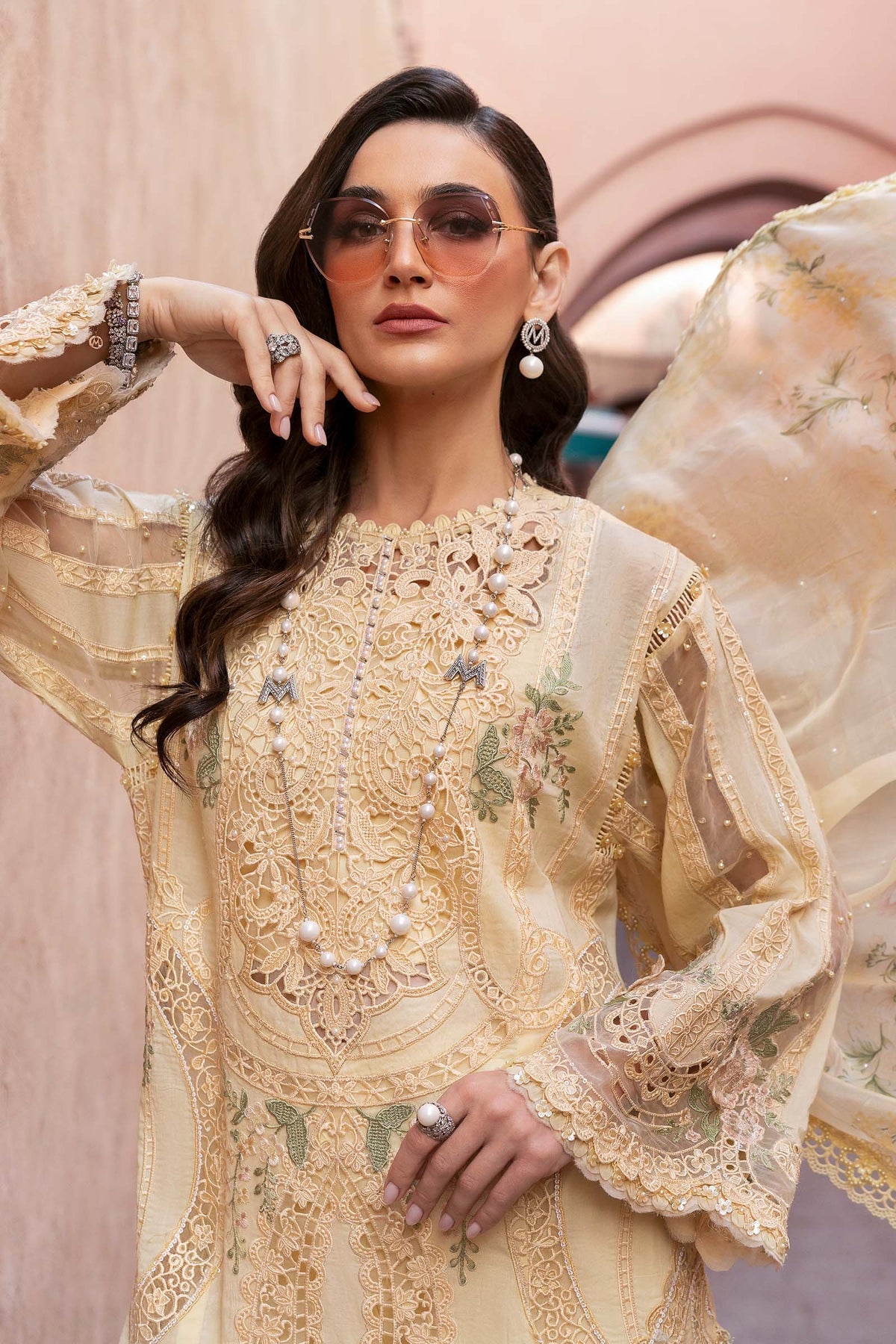 3 Piece Unstitched Embroidered Organza Suit - D-2509-A
