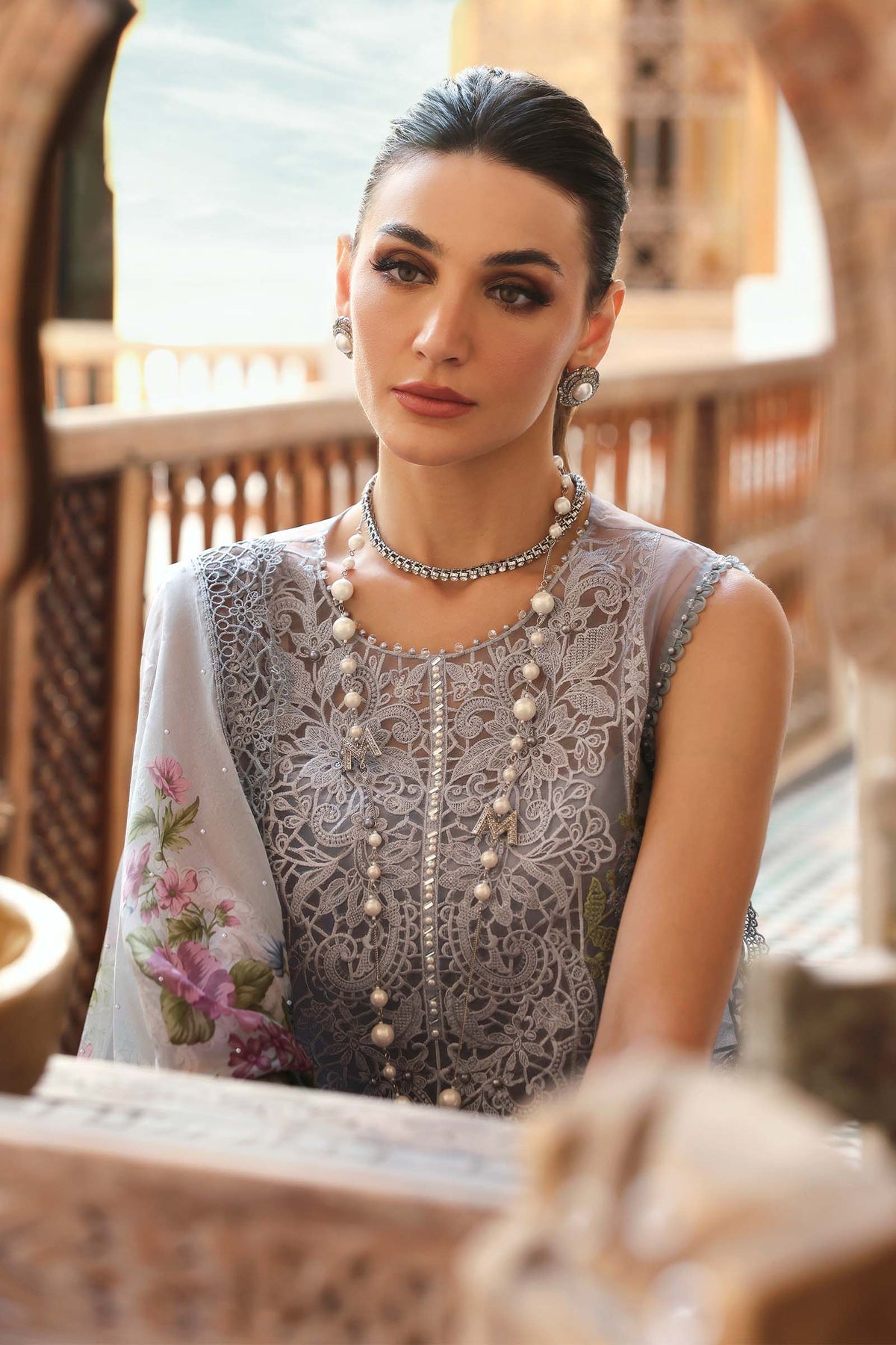 3 Piece Unstitched Embroidered Organza Suit - D-2509-B
