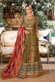 Maria B - 3 Piece Unstitched Embroidered Organza Suit - BD-2906-Olive Green